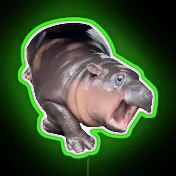 Moo Deng MOM STAHHPPP RGB Neon Sign