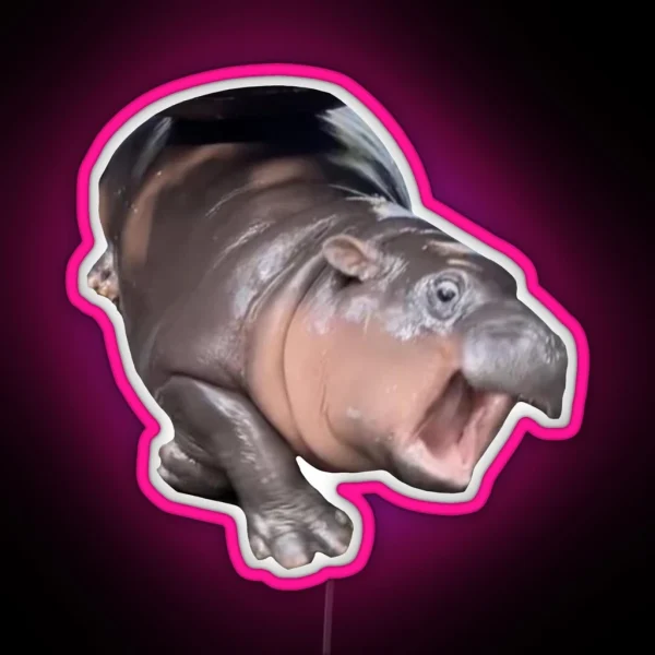 Moo Deng MOM STAHHPPP RGB Neon Sign