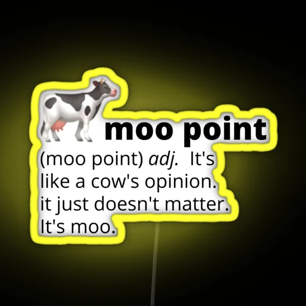 Moo Point Definition With Cow RGB Neon Sign