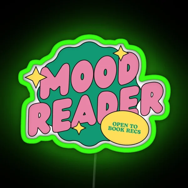 Mood Reader Open To Book Recs Green And Pink RGB Neon Sign