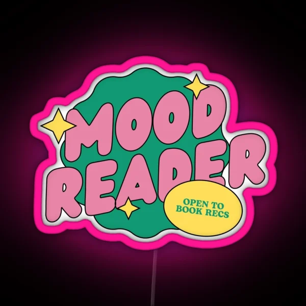 Mood Reader Open To Book Recs Green And Pink RGB Neon Sign