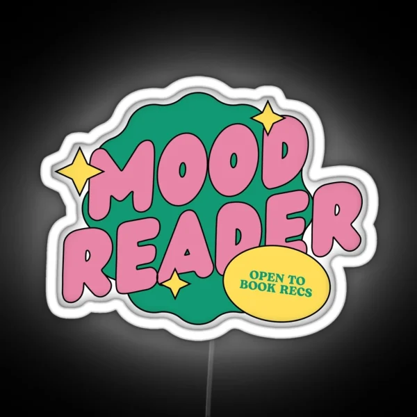 Mood Reader Open To Book Recs Green And Pink RGB Neon Sign