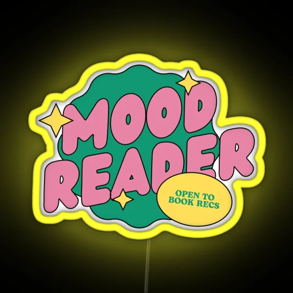 Mood Reader Open To Book Recs Green And Pink RGB Neon Sign