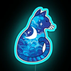 Moon Spirit Cat RGB Neon Sign