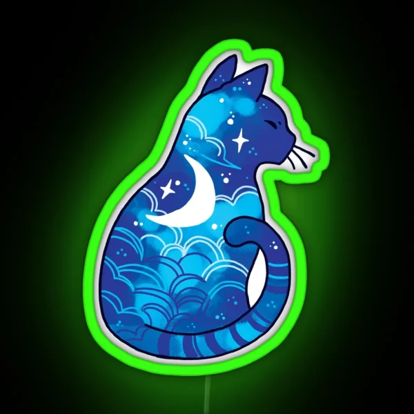 Moon Spirit Cat RGB Neon Sign