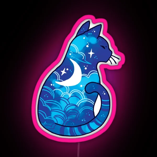Moon Spirit Cat RGB Neon Sign