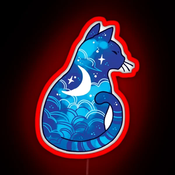 Moon Spirit Cat RGB Neon Sign