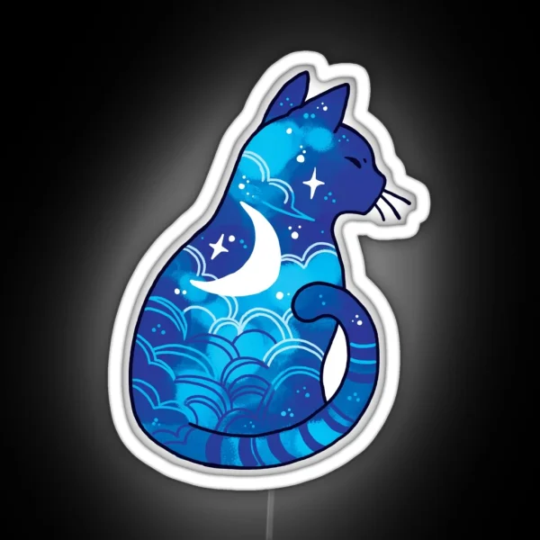 Moon Spirit Cat RGB Neon Sign