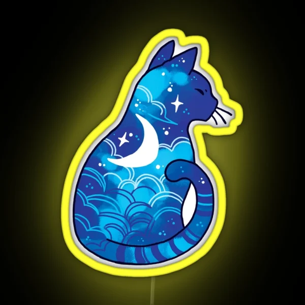 Moon Spirit Cat RGB Neon Sign