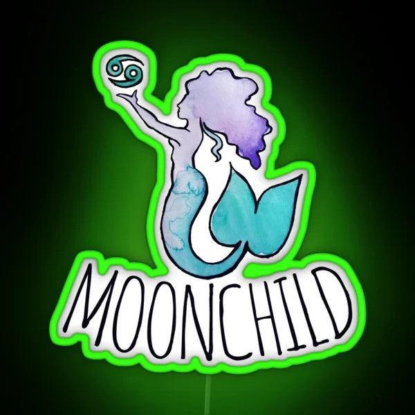 Moonchild Cancer Astrology Mermaid RGB Neon Sign