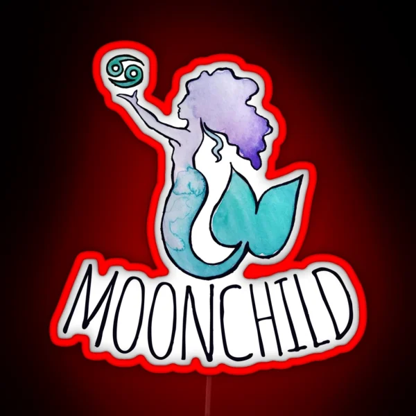 Moonchild Cancer Astrology Mermaid RGB Neon Sign