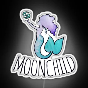 Moonchild Cancer Astrology Mermaid RGB Neon Sign