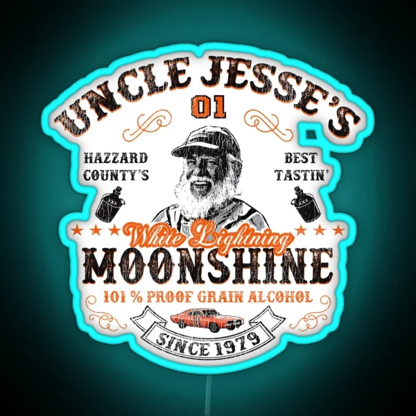 Moonshine Dukes Of Hazzard Uncle Jesse Lts Worn RGB Neon Sign