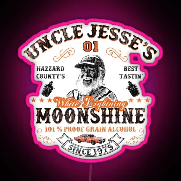 Moonshine Dukes Of Hazzard Uncle Jesse Lts Worn RGB Neon Sign