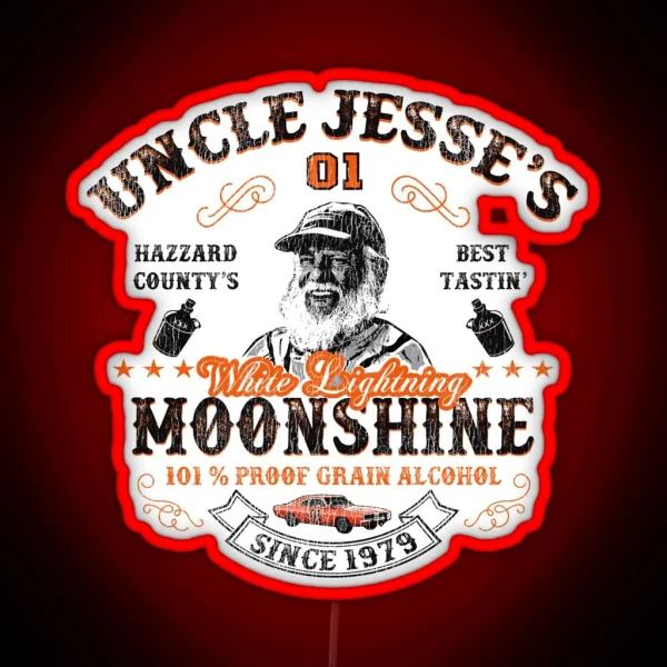 Moonshine Dukes Of Hazzard Uncle Jesse Lts Worn RGB Neon Sign