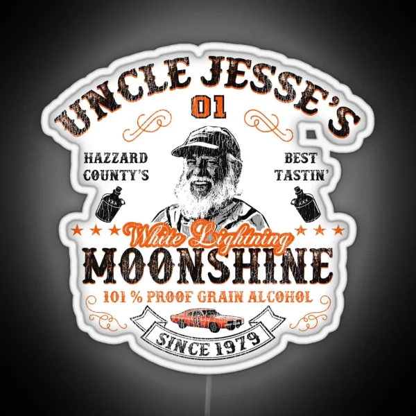 Moonshine Dukes Of Hazzard Uncle Jesse Lts Worn RGB Neon Sign