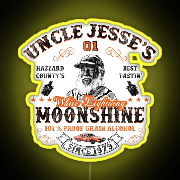 Moonshine Dukes Of Hazzard Uncle Jesse Lts Worn RGB Neon Sign