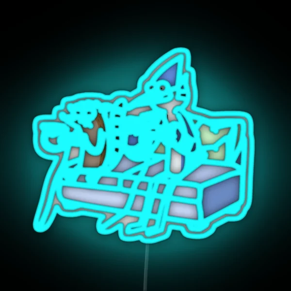 Mordecai And Rigby Pizza And Video Games RGB Neon Sign