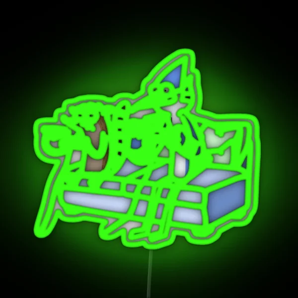 Mordecai And Rigby Pizza And Video Games RGB Neon Sign
