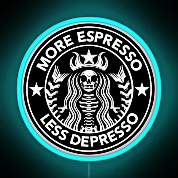 More Espresso Less Depresso Coffee Sign RGB Neon Sign