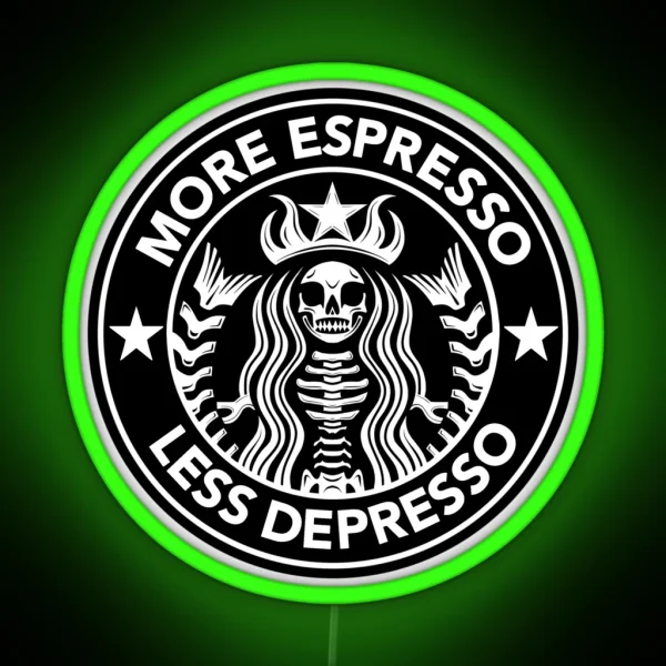 More Espresso Less Depresso Coffee Sign RGB Neon Sign