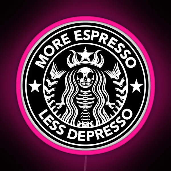 More Espresso Less Depresso Coffee Sign RGB Neon Sign