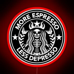More Espresso Less Depresso Coffee Sign RGB Neon Sign