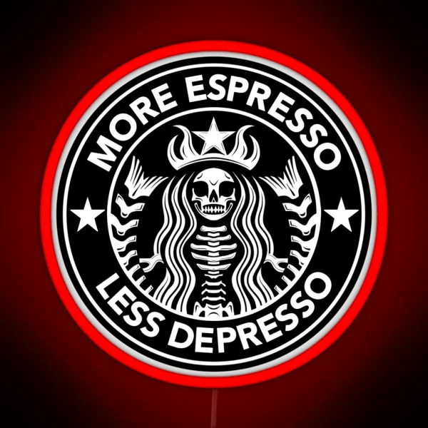 More Espresso Less Depresso Coffee Sign RGB Neon Sign