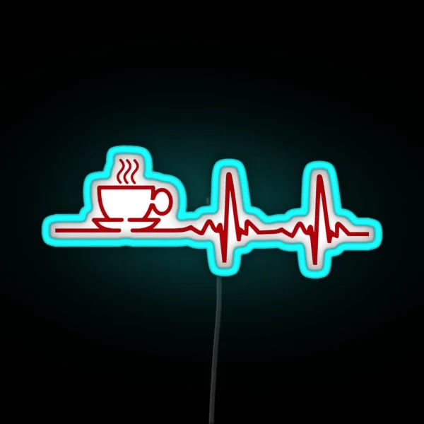 Morning Coffee Heartbeat EKG RGB Neon Sign