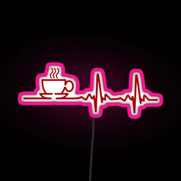 Morning Coffee Heartbeat EKG RGB Neon Sign