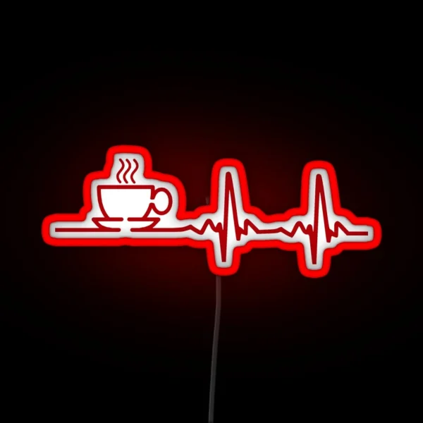 Morning Coffee Heartbeat EKG RGB Neon Sign