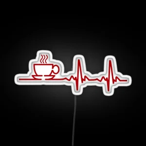 Morning Coffee Heartbeat EKG RGB Neon Sign