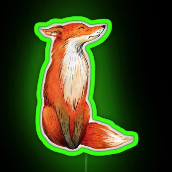 Morning Cute Watercolor Wildlife Fox RGB Neon Sign