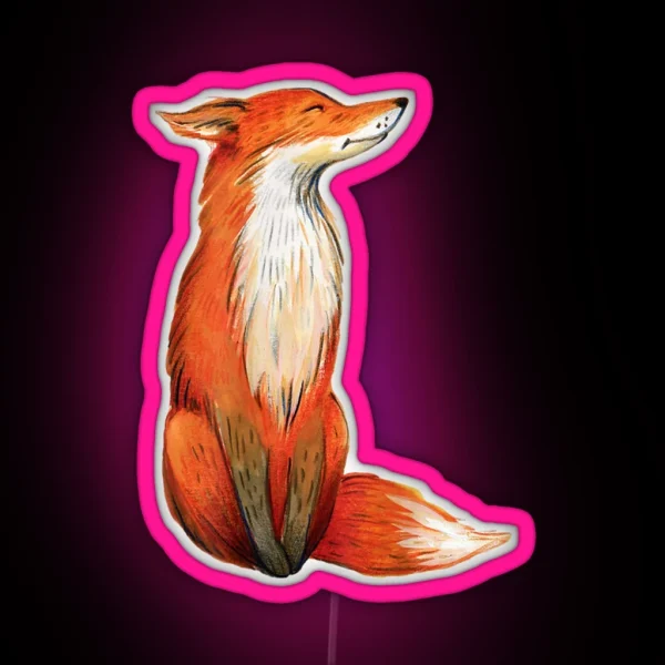 Morning Cute Watercolor Wildlife Fox RGB Neon Sign
