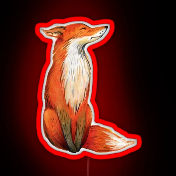 Morning Cute Watercolor Wildlife Fox RGB Neon Sign