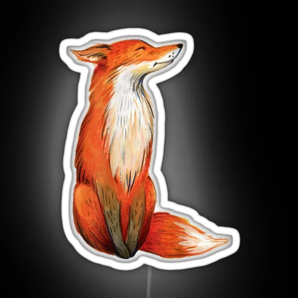 Morning Cute Watercolor Wildlife Fox RGB Neon Sign