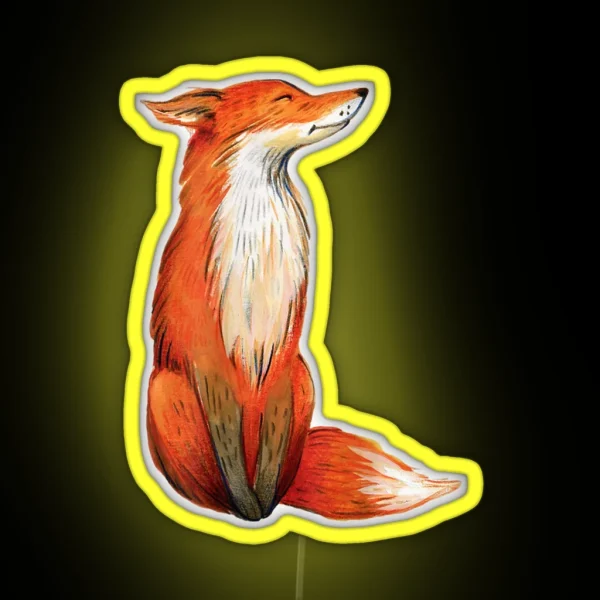 Morning Cute Watercolor Wildlife Fox RGB Neon Sign