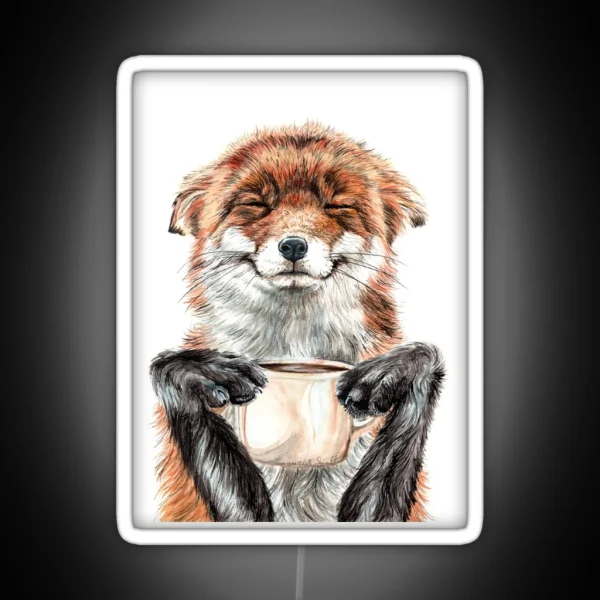 Morning Fox Cute Coffee Animal RGB Neon Sign