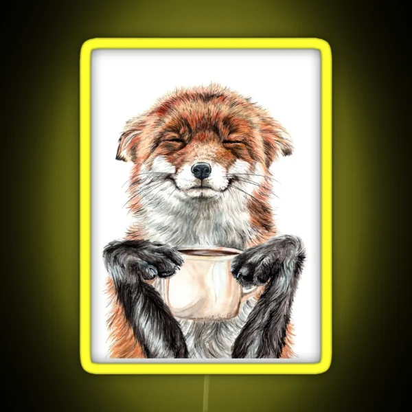 Morning Fox Cute Coffee Animal RGB Neon Sign