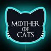 Vintage Bold Neon Sign Displaying 'Mother of Cats' Typography".
