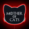 Bold Neon Sign Featuring Happy Cat Mom Quote in RGB.