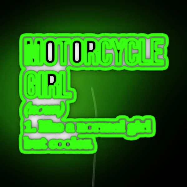 Motorcycle Girl Definition RGB Neon Sign