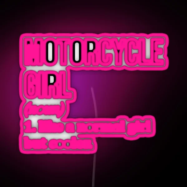 Motorcycle Girl Definition RGB Neon Sign