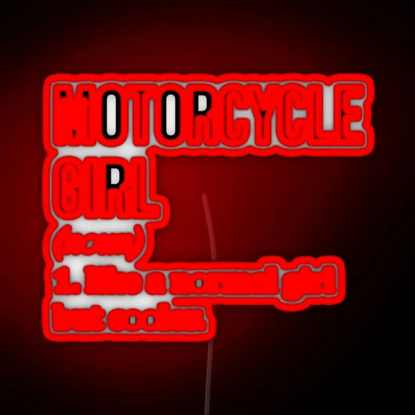 Motorcycle Girl Definition RGB Neon Sign