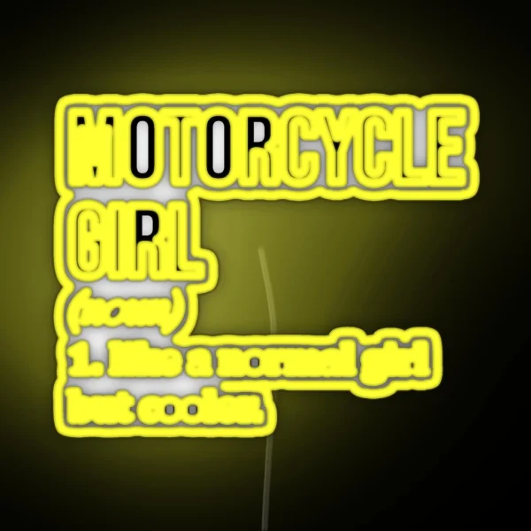 Motorcycle Girl Definition RGB Neon Sign