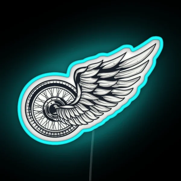 Motorcycle Wheel With Wings RGB Neon Sign