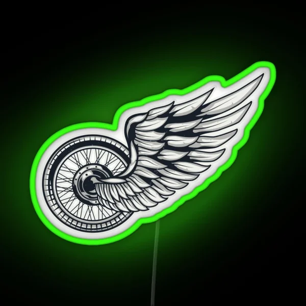 Motorcycle Wheel With Wings RGB Neon Sign
