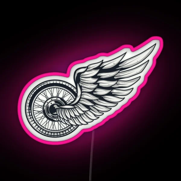 Motorcycle Wheel With Wings RGB Neon Sign