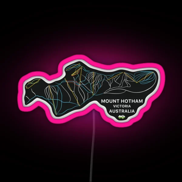 Mount Hotham Australian Mountain Resort Skiing Trail Map Light RGB Neon Sign