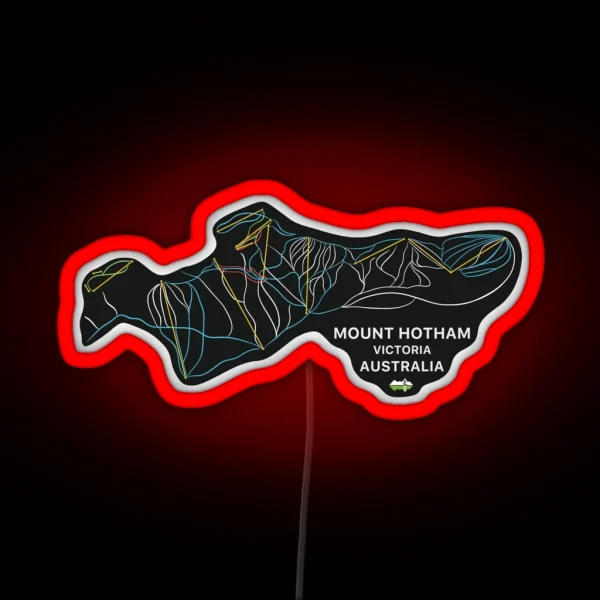 Mount Hotham Australian Mountain Resort Skiing Trail Map Light RGB Neon Sign